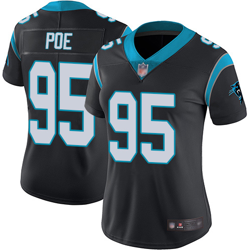 Carolina Panthers Limited Black Women Dontari Poe Home Jersey NFL Football #95 Vapor Untouchable->women nfl jersey->Women Jersey